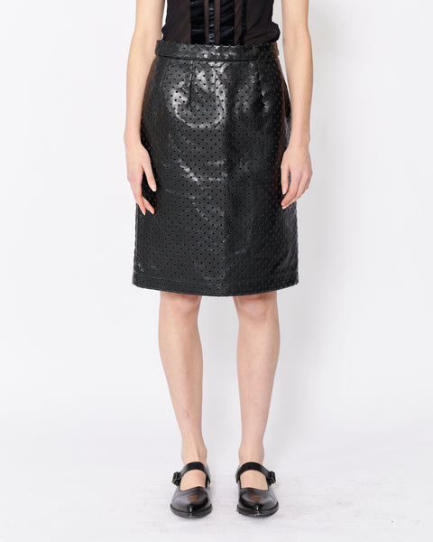 COMME des GARÇONS BLACK perforated leather skirt