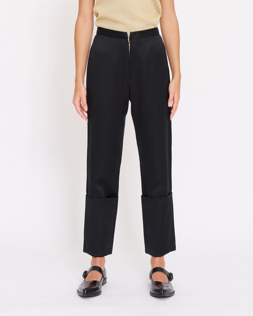 Yohji Yamamoto long cuff silk trousers