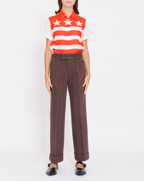 COMME des GARÇONS Tricot striped cuffed trousers – dot COMME