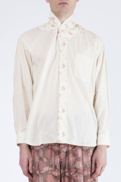 COMME des GARÇONS <br> Pinstripe Floral Shirt