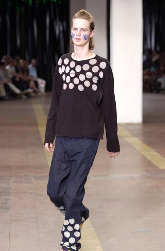 ISSEY MIYAKE Issey X Lee bleach spot jeans – dot COMME ISSEY MIYAKE Issey X Lee bleach spot jeans – dot COMME
