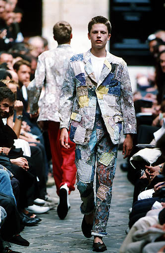 COMME des GAR ONS HOMME PLUS patchwork tapestry jacket dot COMME