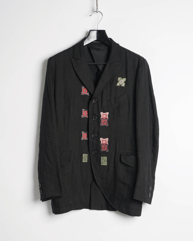 Yohji Yamamoto Pour Homme embroidered linen jacket