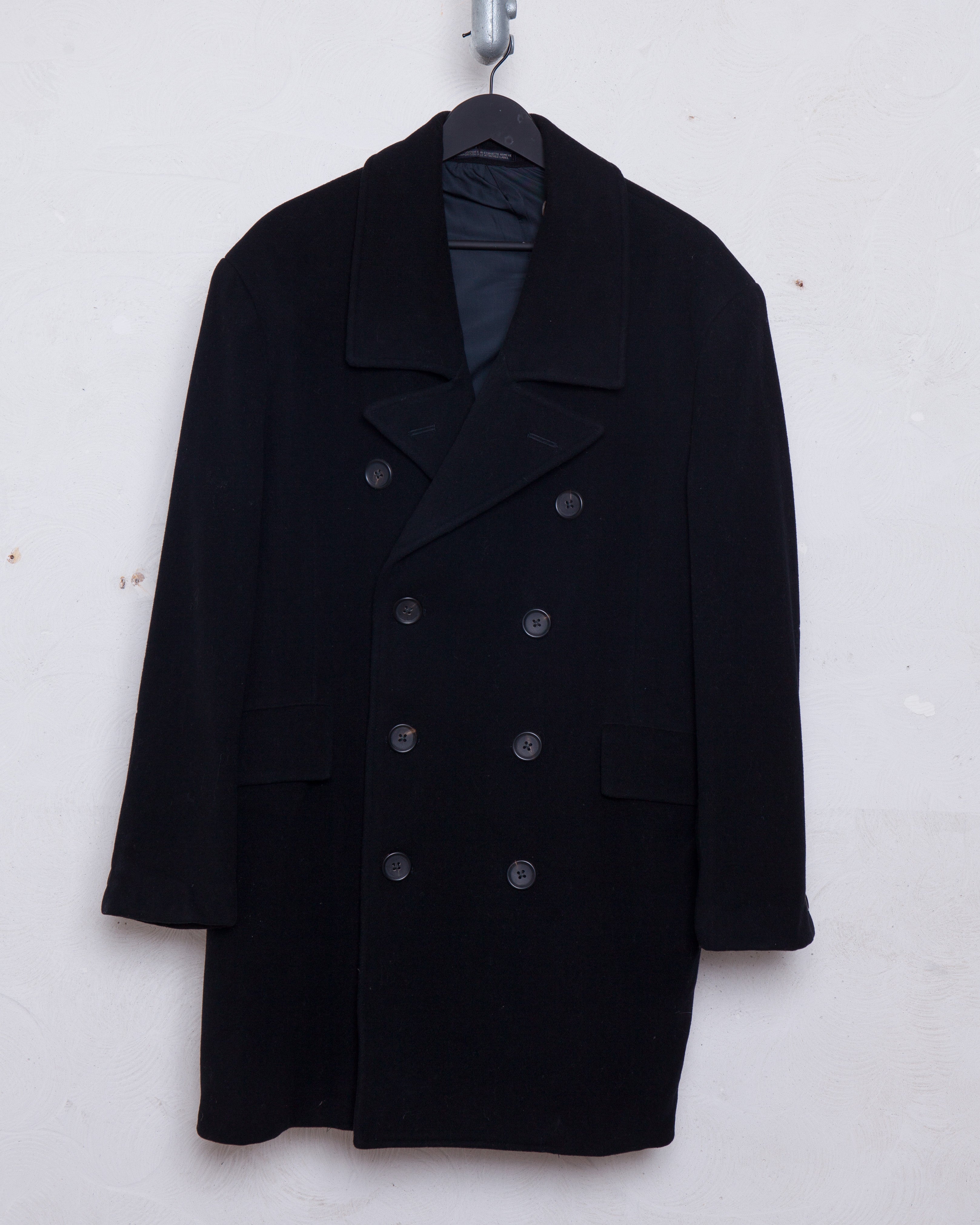 ジャケット・アウター Polyester Typewriter Double BreastedCoat Y's Yohji Yamamoto black long double breasted coat — spring
