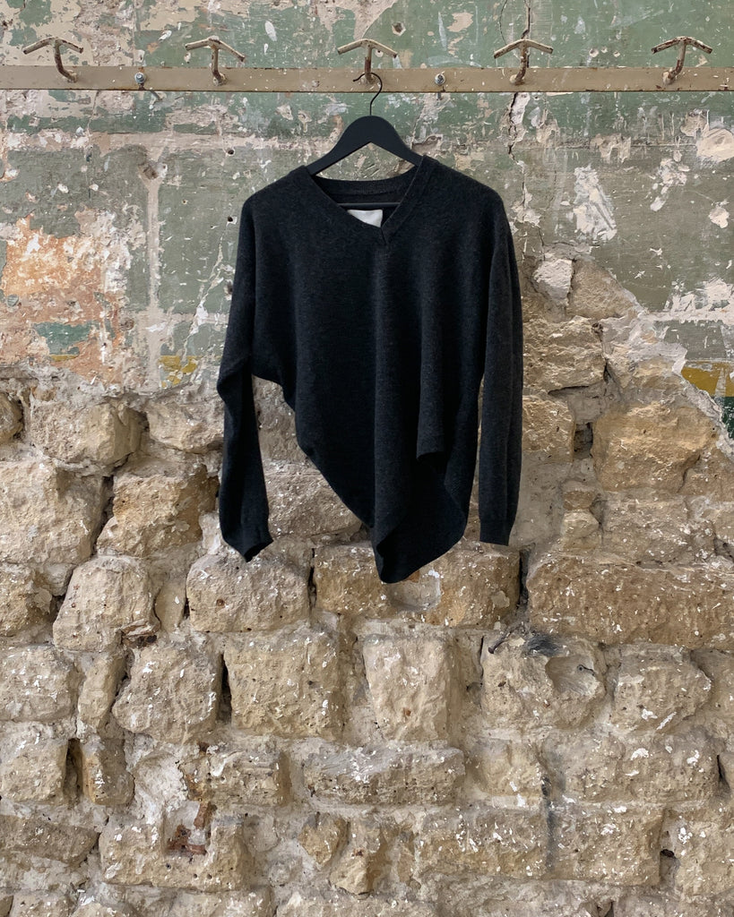 Martin Margiela Charcoal Wool Twisted Sweater