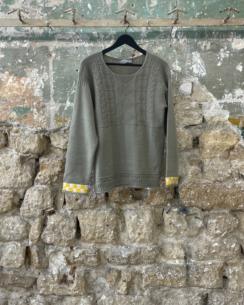 Comme des Garcons Homme Grey Knit with checkered Sleeve