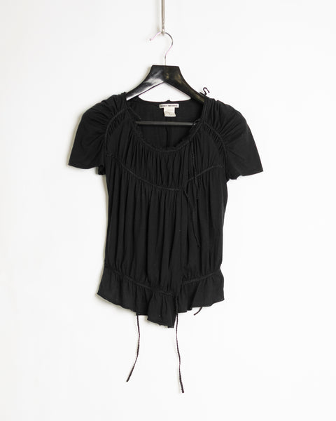 Issey Miyake Gathered Black Braid Top