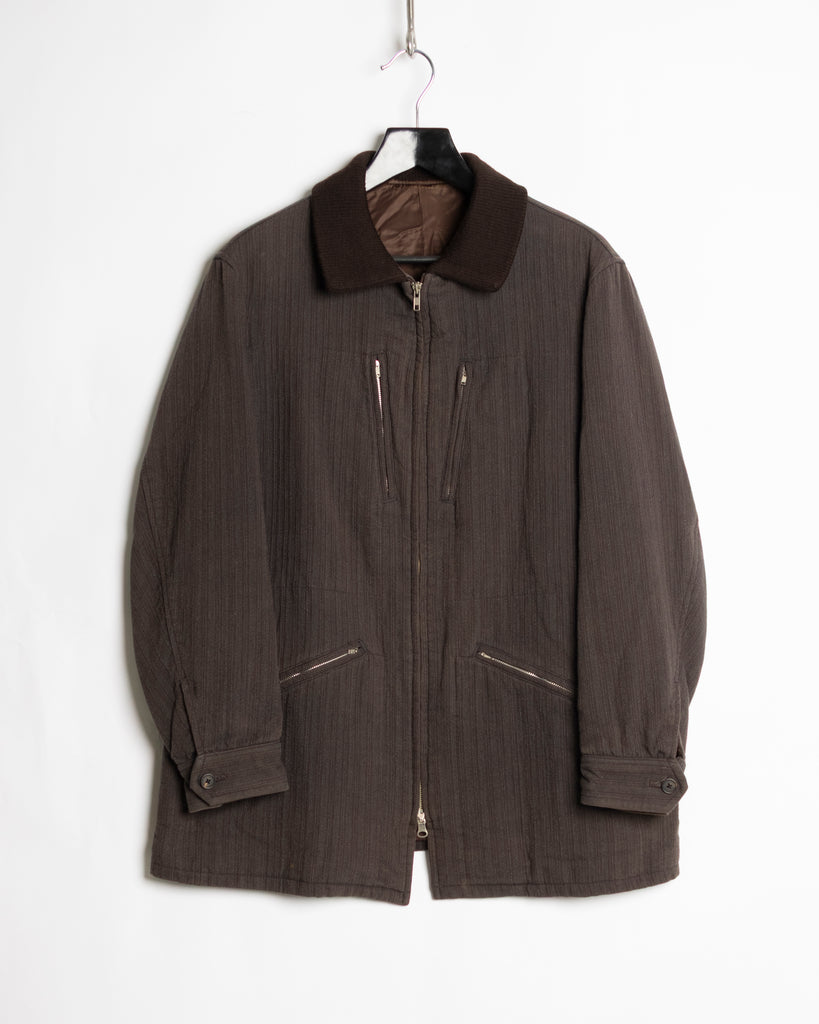 Y's for Men Brown Wool Zip-up Jacket