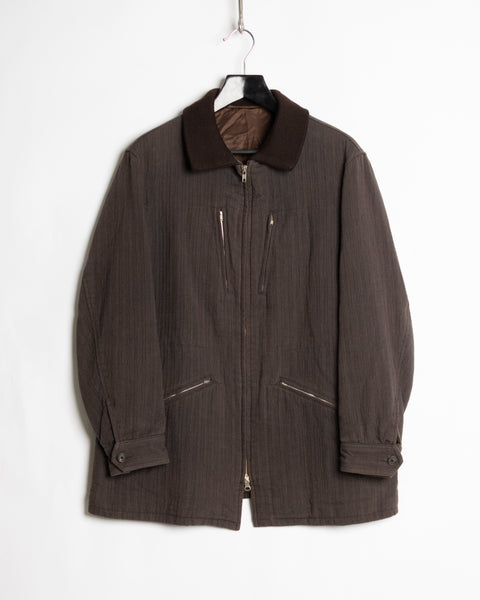 Y's for Men Brown Wool Zip-up Jacket
