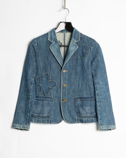 Undercover Floral Denim Blazer