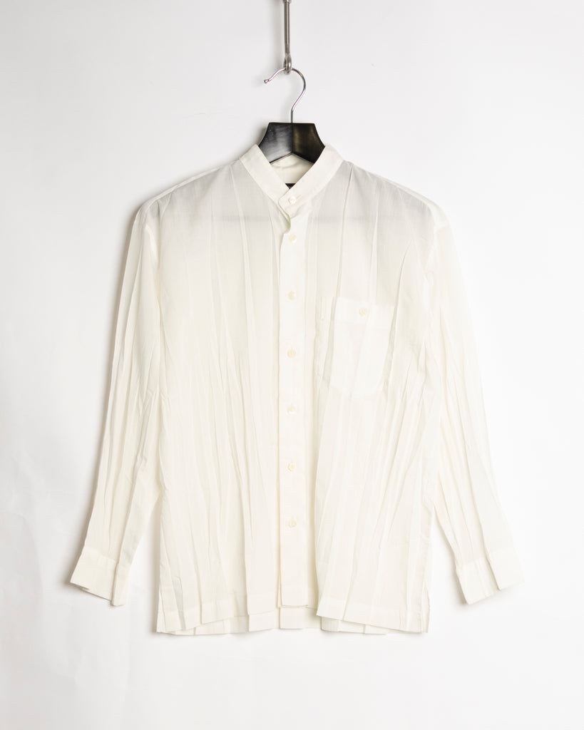 Issey Miyake Collarless Pleated Button down