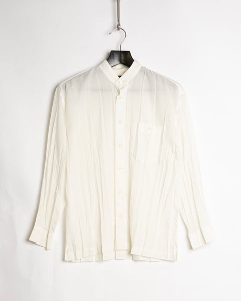 Issey Miyake Collarless Pleated Button down
