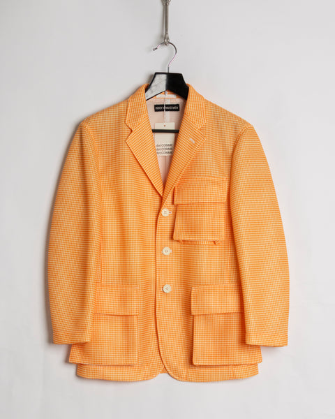 Issey Miyake Men Mesh Orange Gingham Blazer