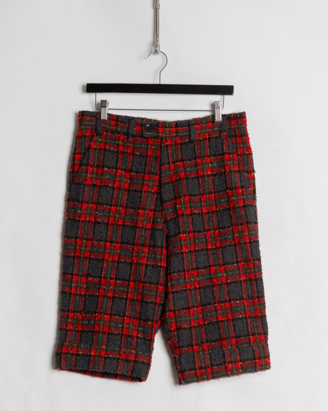 Y's Textured Tartan Shorts