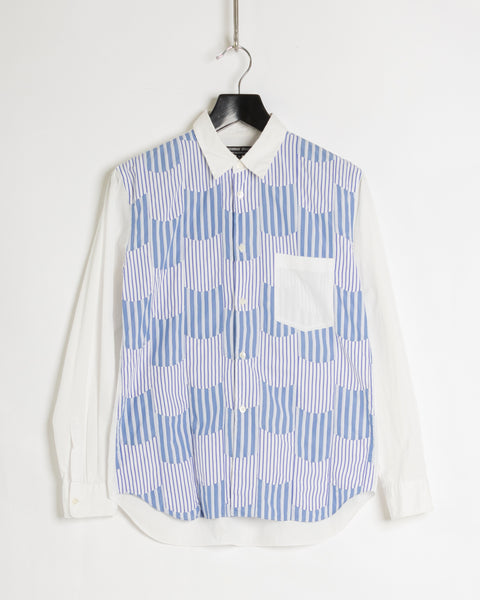 Comme des Garçons Homme Deux patchwork blue stripe shirt