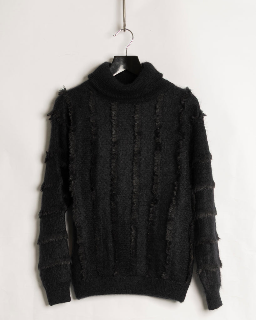 Issey Miyake Fur Stripe Turtle Neck