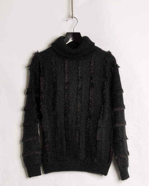 Issey Miyake Fur Stripe Turtle Neck