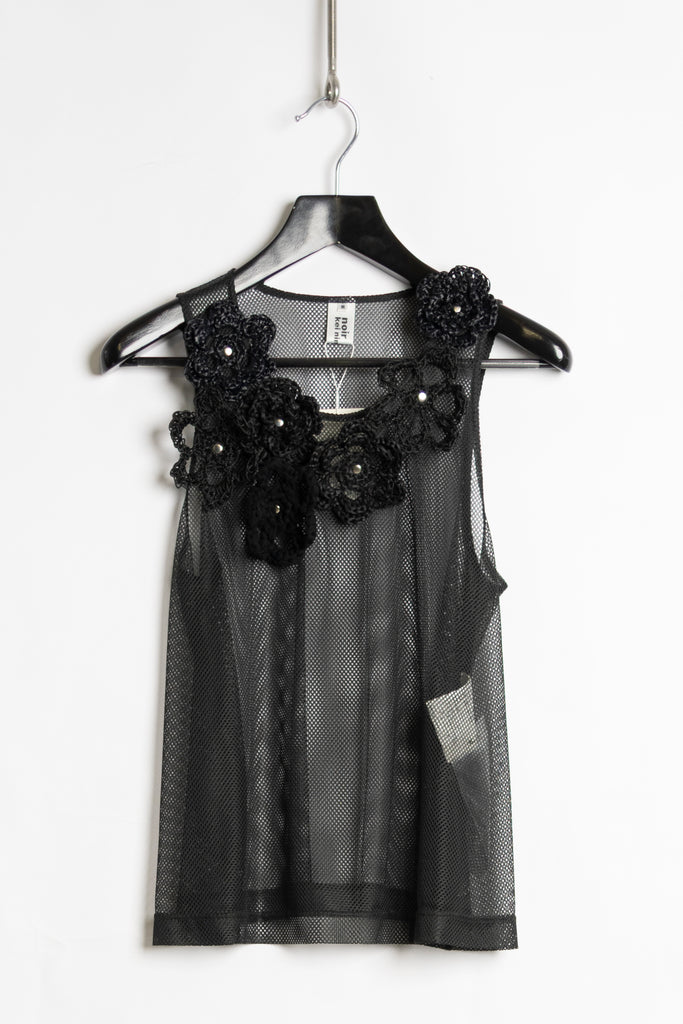 Comme des Garcons Noir Kei Ninomiya sheer floral applique tank