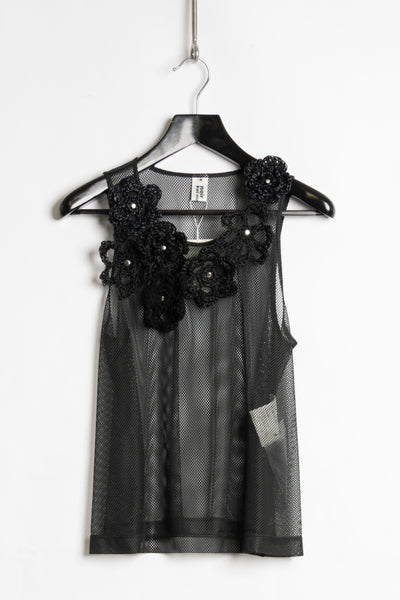 Comme des Garcons Noir Kei Ninomiya sheer floral applique tank