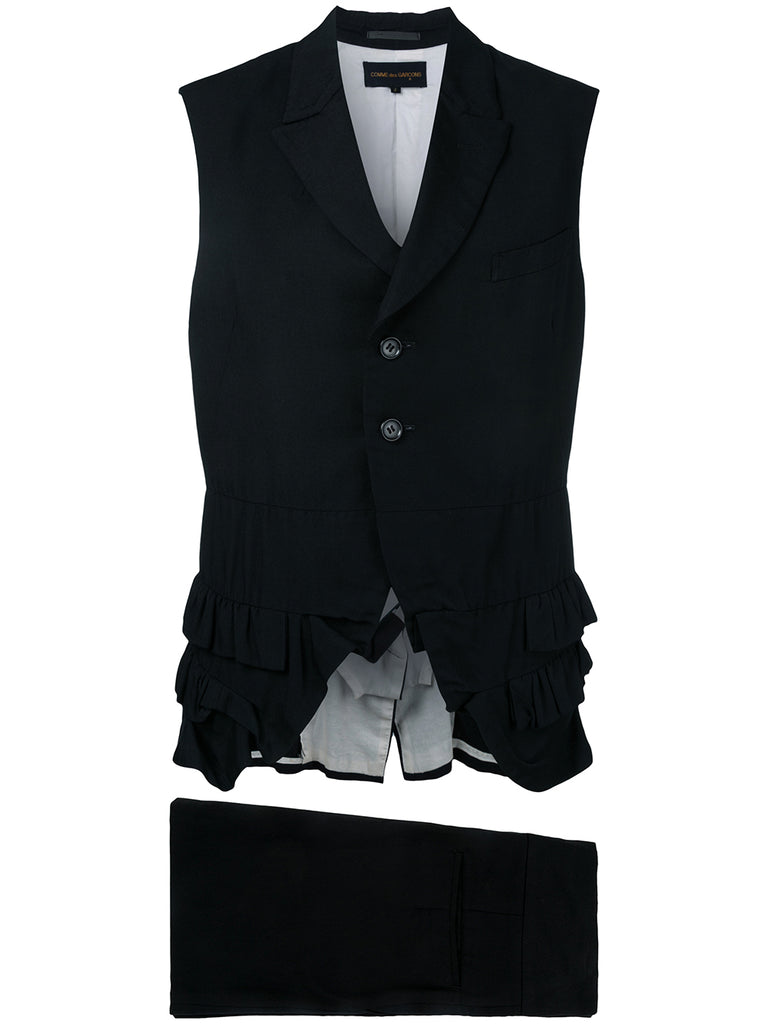 COMME DES GARÇONS sleeveless ruffle trim skirt suit