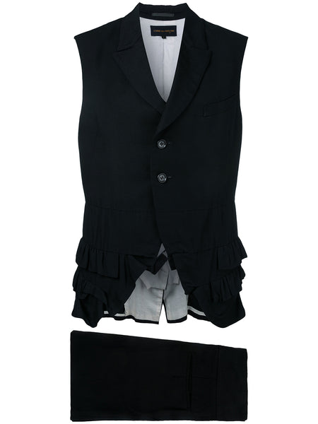 COMME DES GARÇONS sleeveless ruffle trim skirt suit