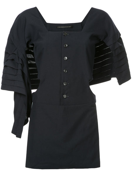 YOHJI YAMAMOTO square neck apron shirt