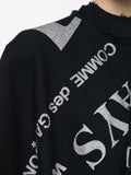 COMME DES GARÇONS glitter text print wrap jacket