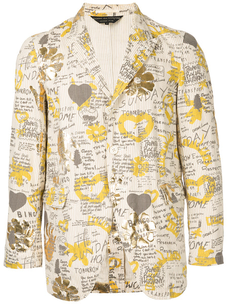 COMME DES GARÇONS Homme Plus scribble printed pinstripe blazer