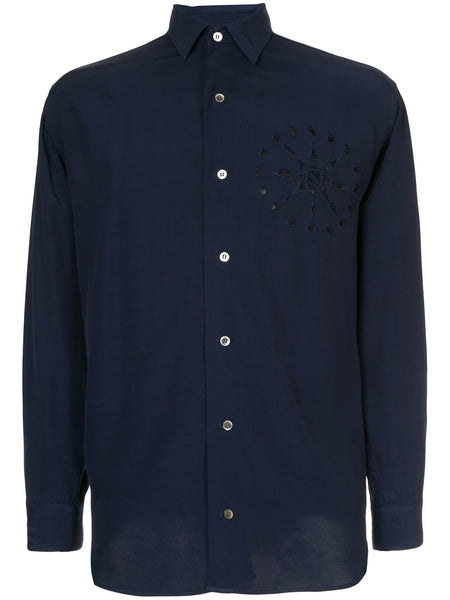 YOHJI YAMAMOTO perforated chest detail shirt
