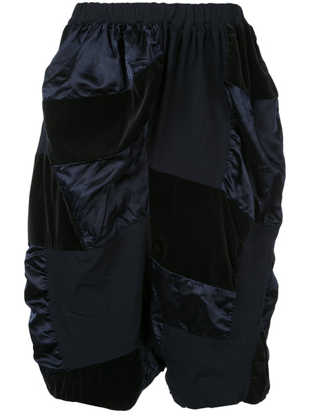 COMME DES GARÇONS patchwork draped shorts