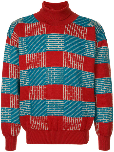 ISSEY MIYAKE brick pattern turtleneck jumper
