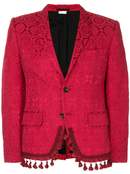 COMME DES GARÇONS Homme Plus Red Embroidered 2 Button Jacket with Fringe