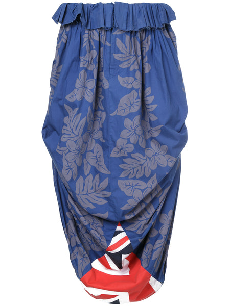 COMME DES GARÇONS tropical / union jack print draped skirt