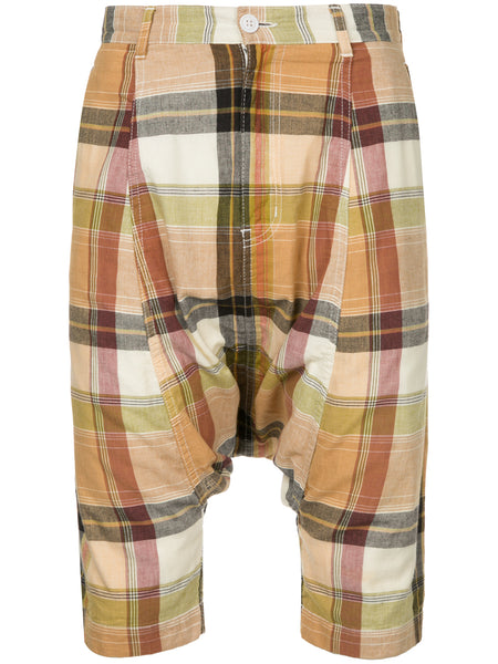COMME DES GARÇONS Homme Plus Drop-Crotch Plaid Shorts with Cord Outlined Pockets