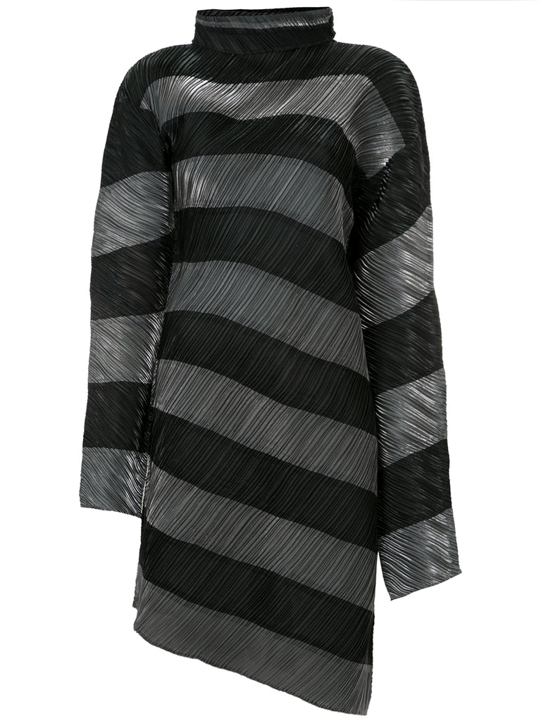 ISSEY MIYAKE iridescent diagonal striped dress