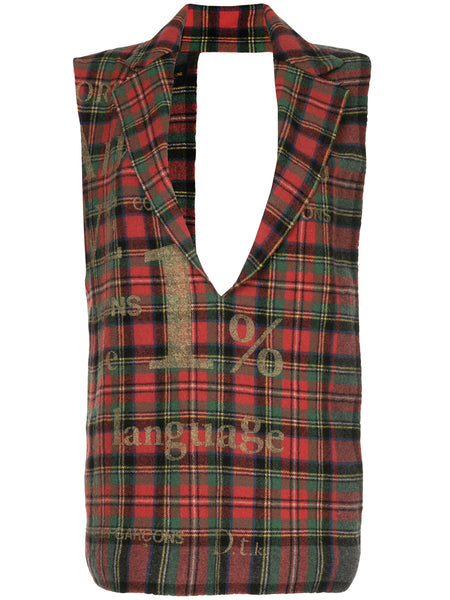 COMME DES GARÇONS deconstructed sleeveless tartan jacket