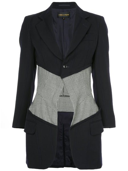 COMME DES GARÇONS houndstooth panel fitted coat