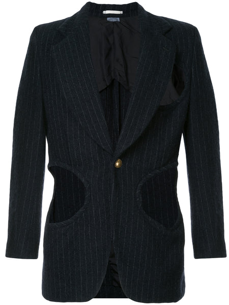 COMME DES GARÇONS Homme Plus pinstripe holes blazer