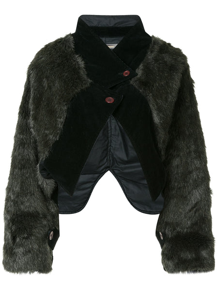 ISSEY MIYAKE corduroy and faux fur jacket