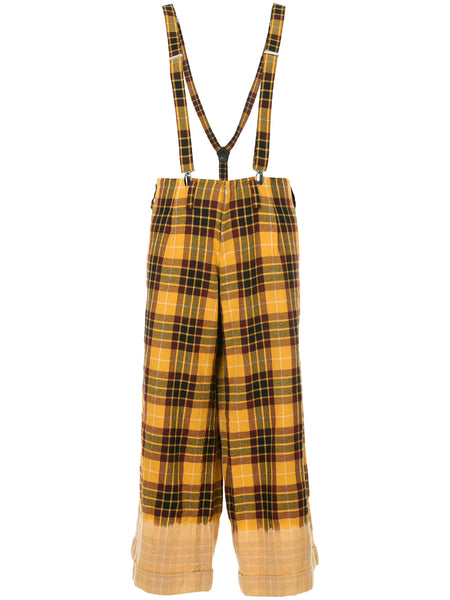 YOHJI YAMAMOTO plaid flared overall trousers