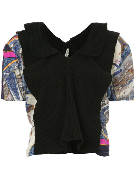 COMME DES GARÇONS printed-panel kntted blouse