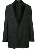YOHJI YAMAMOTO Pour Homme floral-embroidered contrast-collar blazer