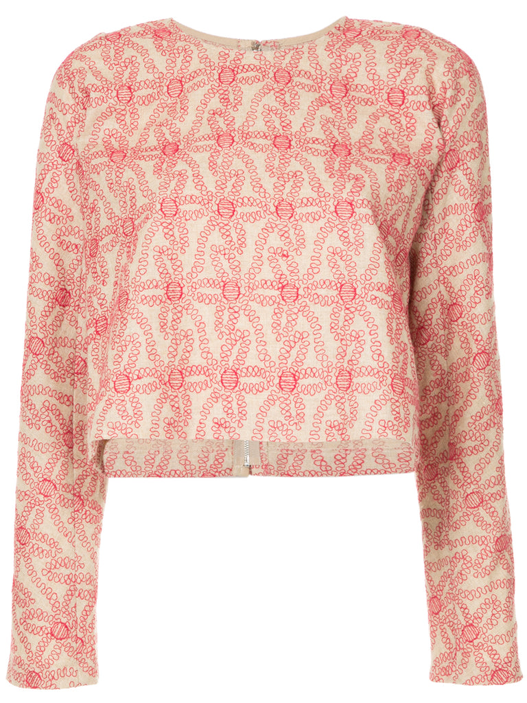 COMME DES GARÇONS floral embroidery cropped top
