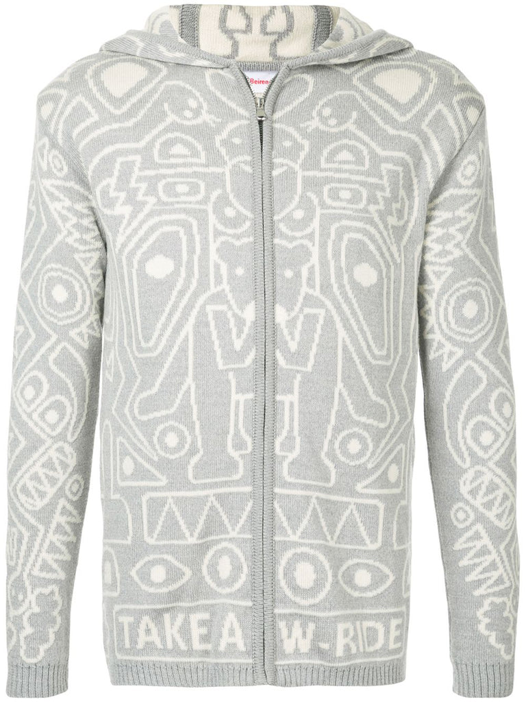 WALTER VAN BEIRENDONCK patterned zip-up hoodie
