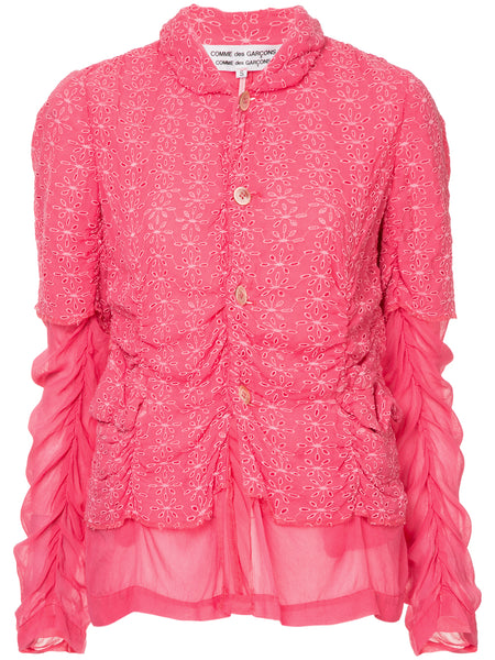 COMME DES GARÇONS embroidered sheer jacket