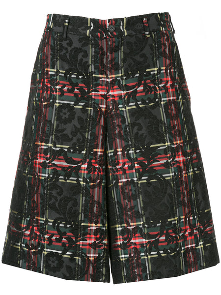 COMME DES GARÇONS Homme Plus tartan lace embroidered shorts