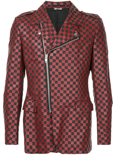 COMME DES GARÇONS checked biker jacket