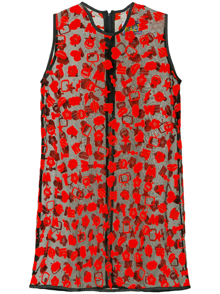 WALTER VAN BEIRENDONCK W & LT flocked pattern miniround dress