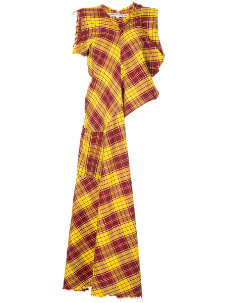 COMME DES GARÇONS tartan asymmetric elongated top