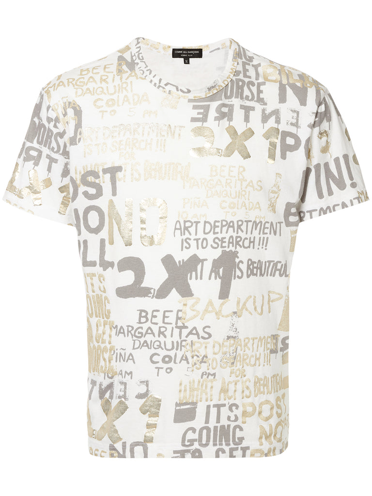 COMME DES GARÇONS Homme Plus metallic text print T-shirt